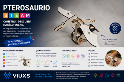 Pterosaurio STEAM | Construcción Mecánica con Alas Móviles